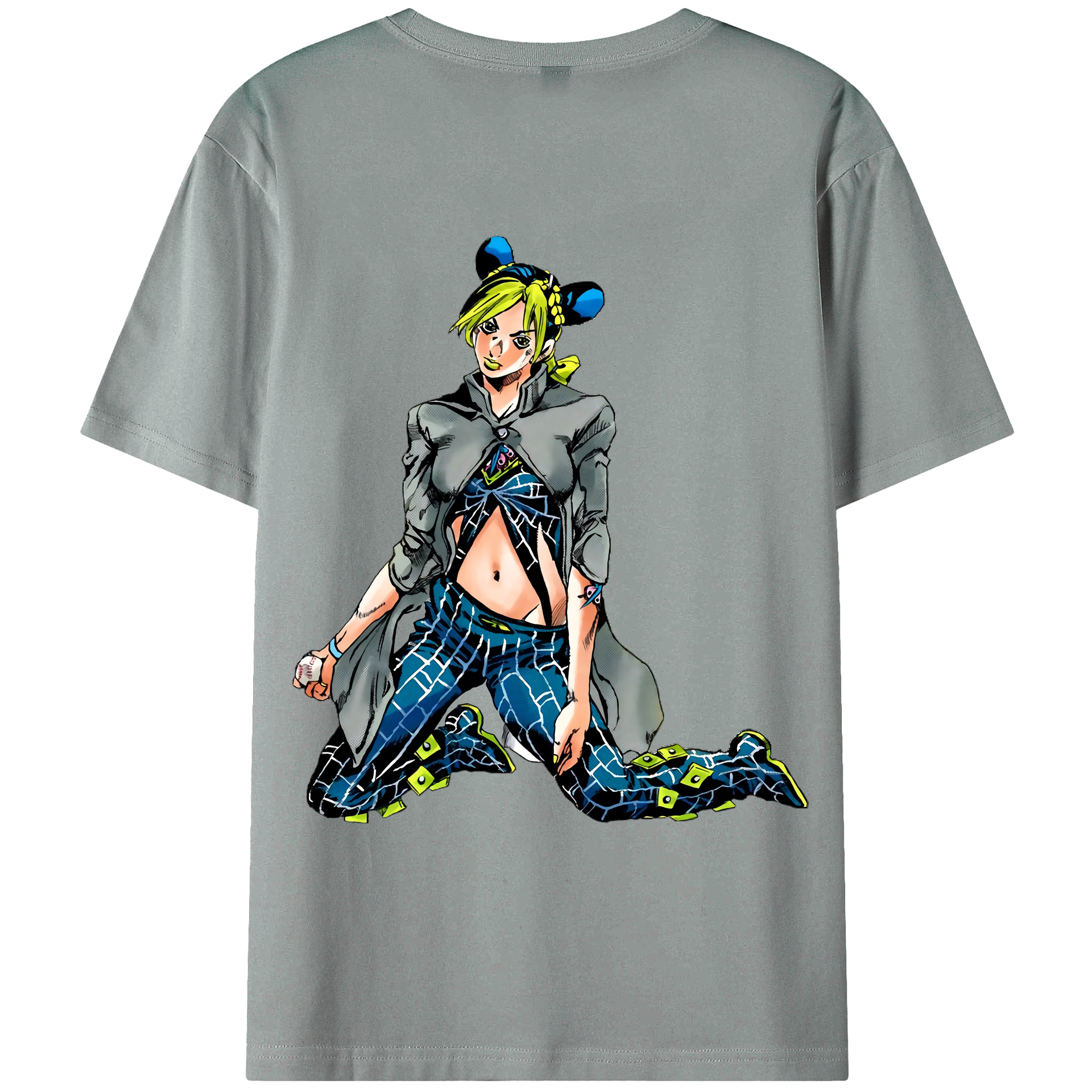 （画像用） "ジョジョの奇妙な冒険 くうじょう ジョリーン JoJo's Bizarre Adventure Jolyne Cujoh " 綿100％ メンズ半袖Tシャツ（バックプリント） 通気性